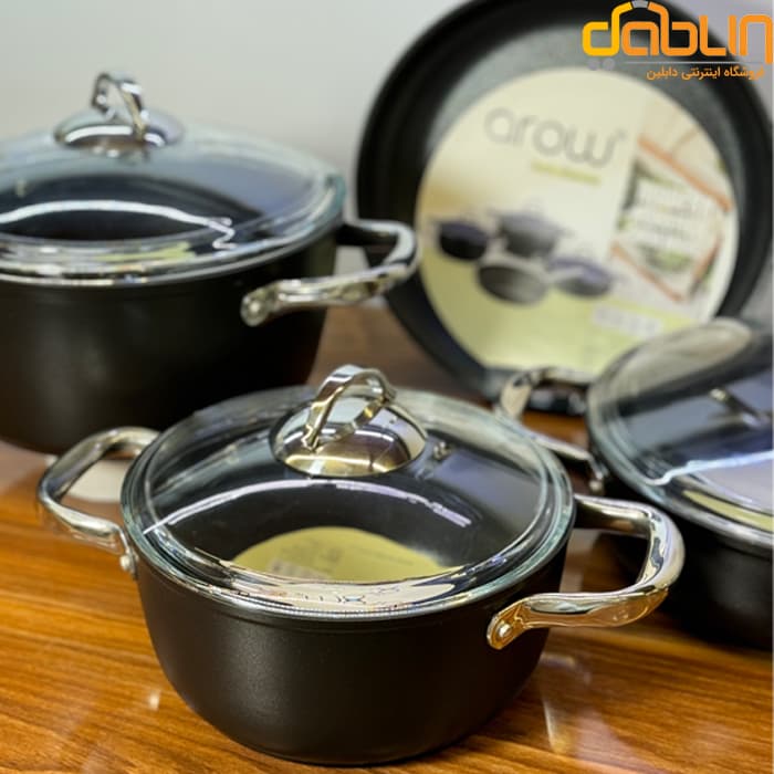 سرویس قابلمه 7 پارچه گرانیت تیتانیوم آرو Arow — تصویر ۷