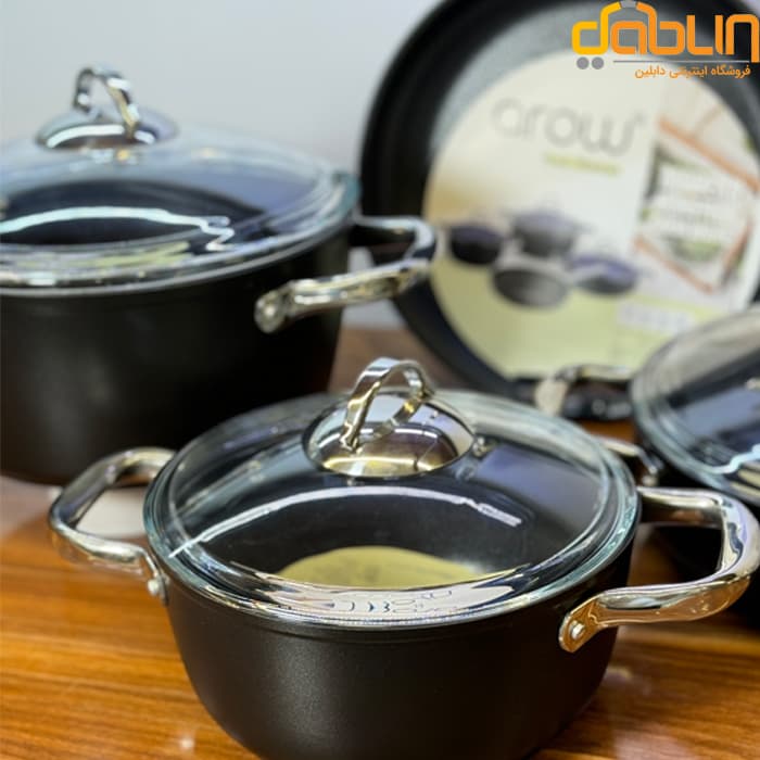 سرویس قابلمه 7 پارچه گرانیت تیتانیوم آرو Arow — تصویر ۵