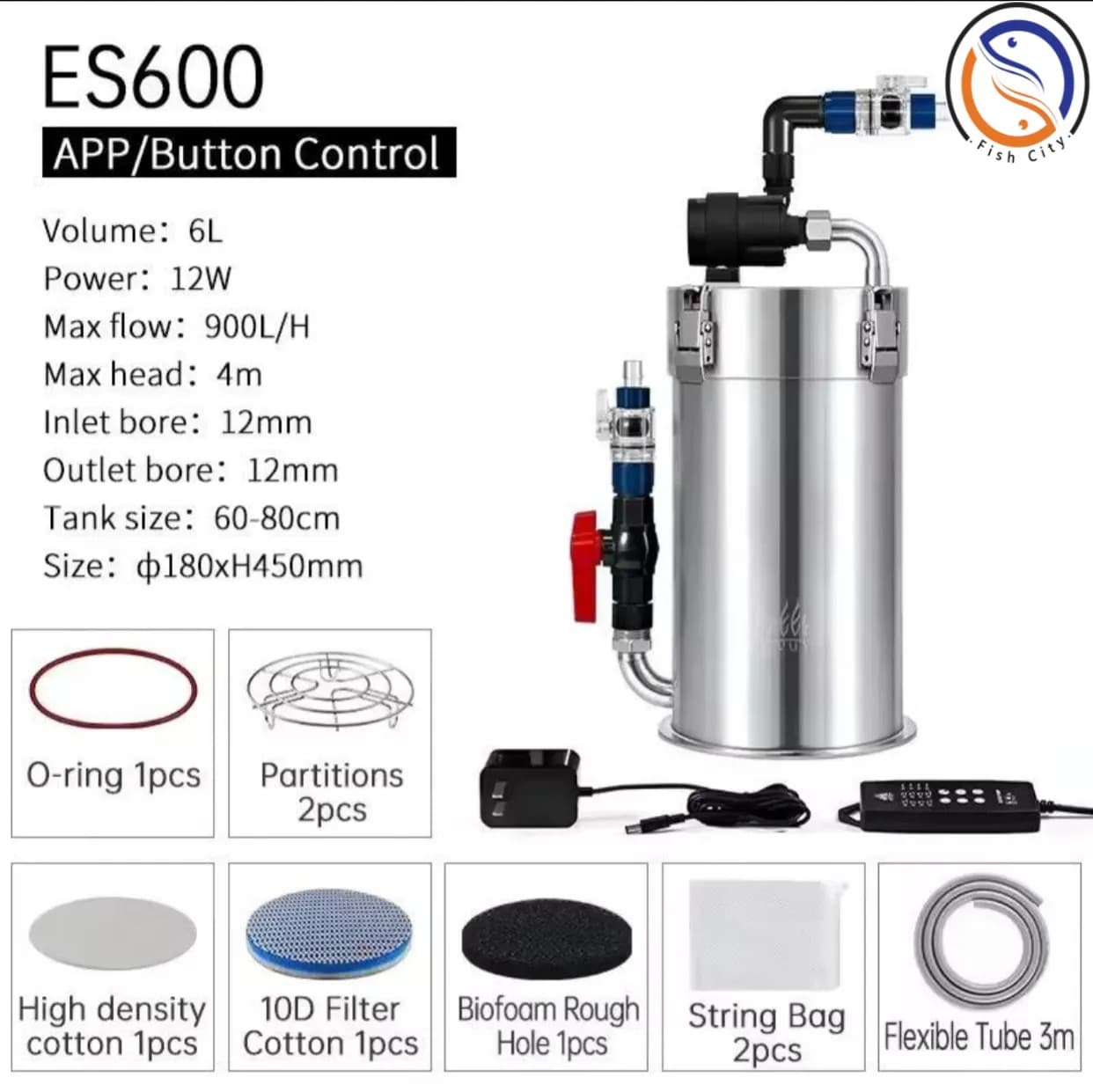فیلتر سطلی اکواریوم برند ویک اکوا اپلیکیشن دار مدل ES600