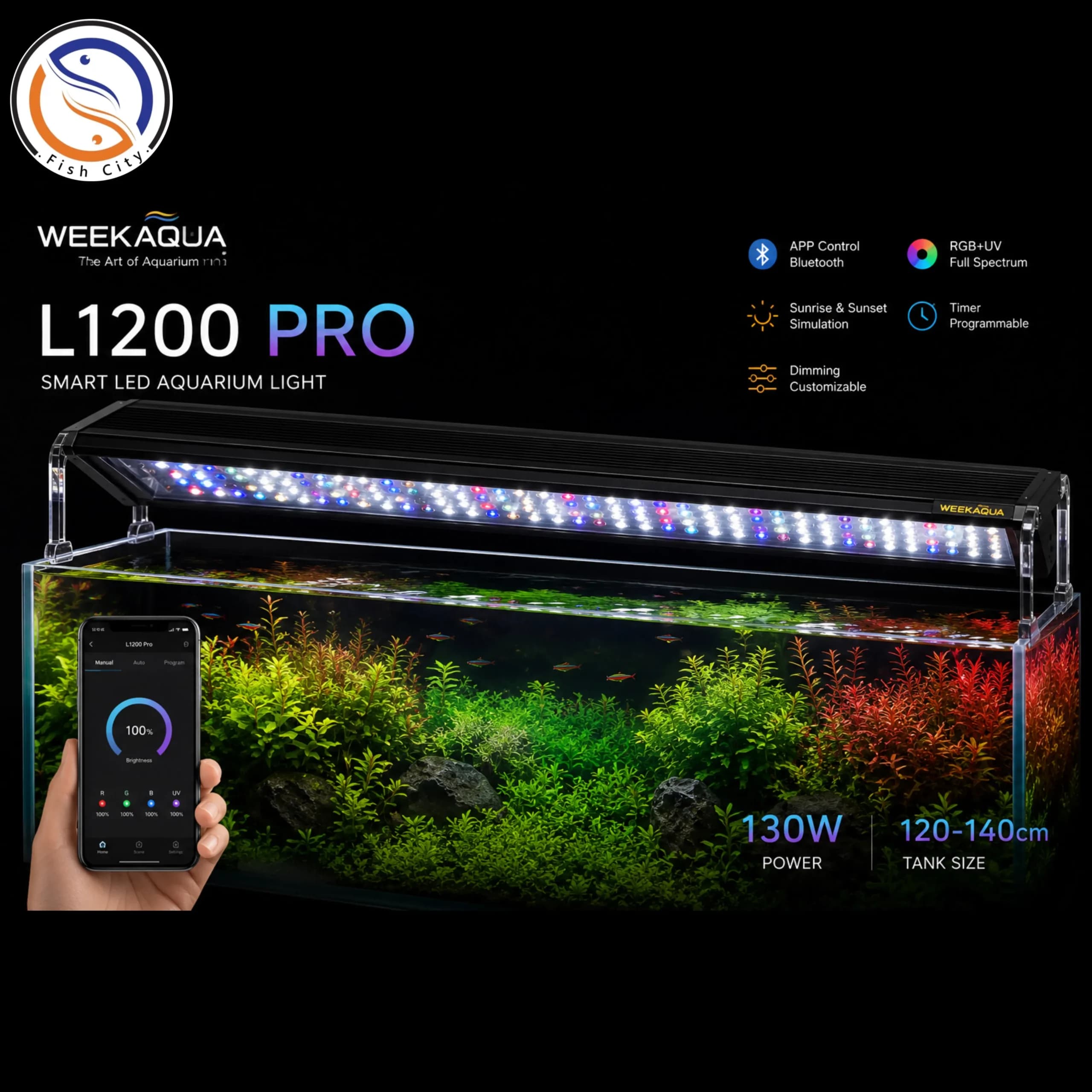 ال ای دی اکواریوم ویک اکوا مدل L1200PRO-K برنامه دار