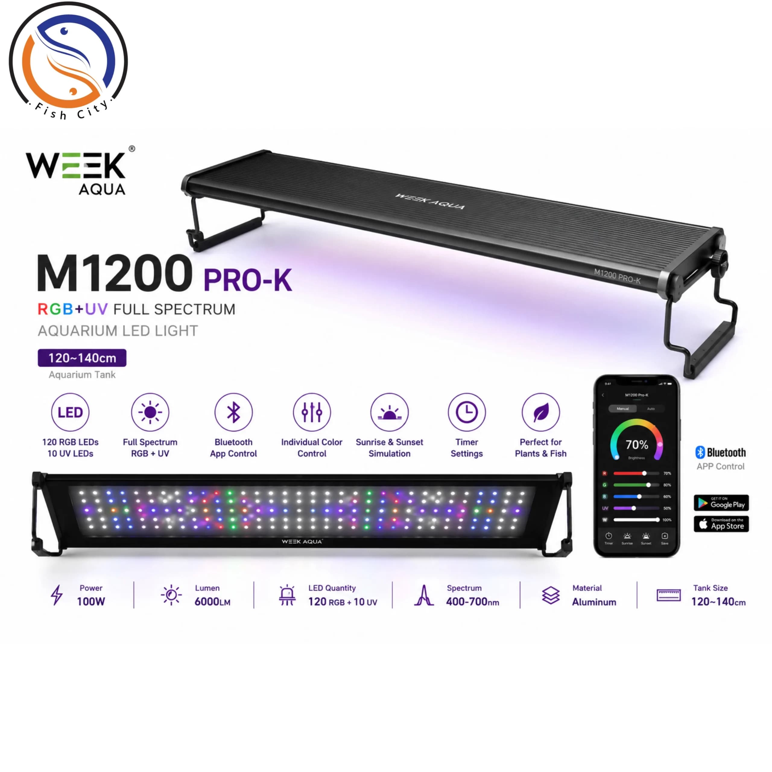 ال ای دی اکواریوم ویک اکوا مدل M1200PRO-K برنامه دار
