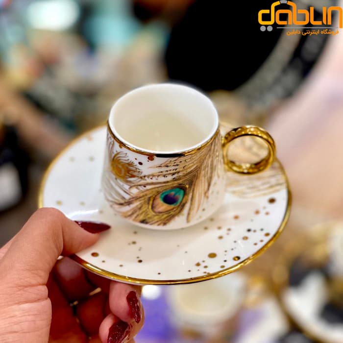 سرویس 12 پارچه قهوه خوری آجار طرح طاووس — تصویر ۳