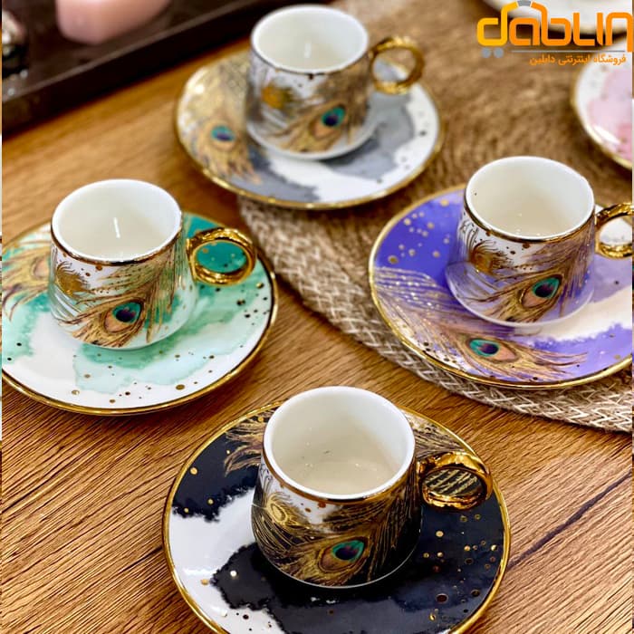 سرویس 12 پارچه قهوه خوری آجار طرح طاووس — تصویر ۲
