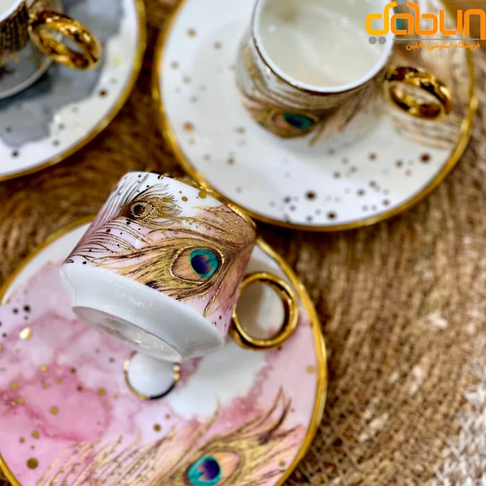 سرویس 12 پارچه قهوه خوری آجار طرح طاووس — تصویر ۵