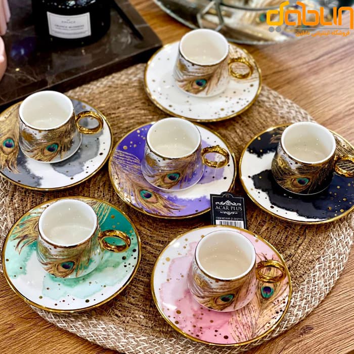 سرویس 12 پارچه قهوه خوری آجار طرح طاووس