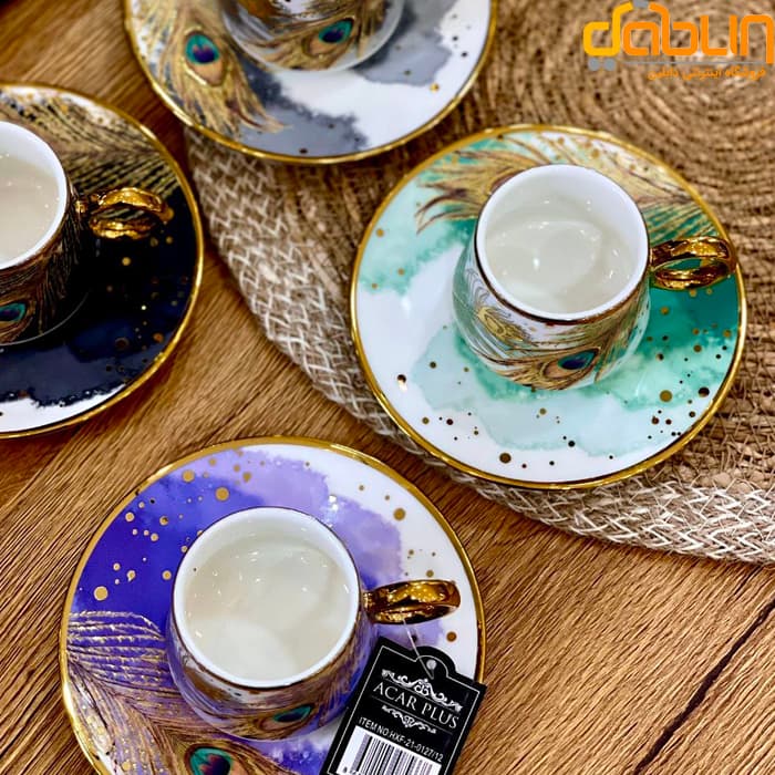سرویس 12 پارچه قهوه خوری آجار طرح طاووس — تصویر ۶