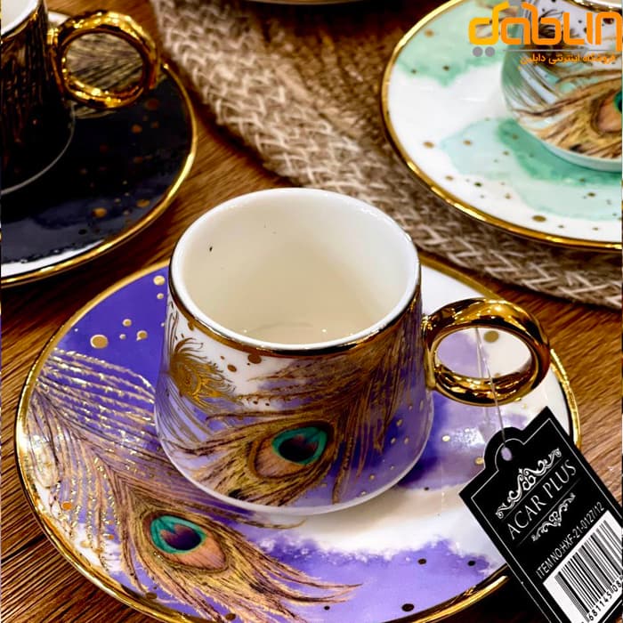 سرویس 12 پارچه قهوه خوری آجار طرح طاووس — تصویر ۸
