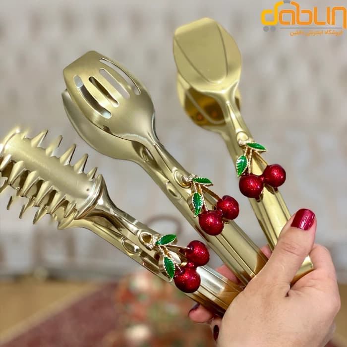 انبر سالاد سه تایی طرح آلبالو