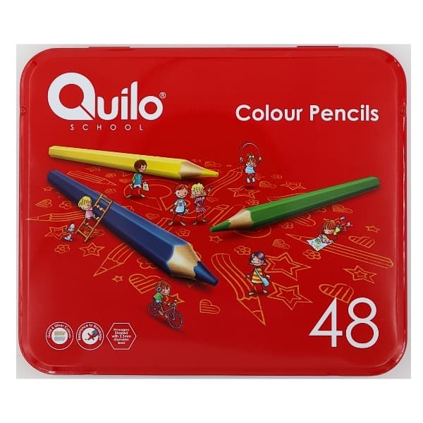 مداد رنگی 48 رنگ جعبه فلزی تخت کویلو (Quilo)