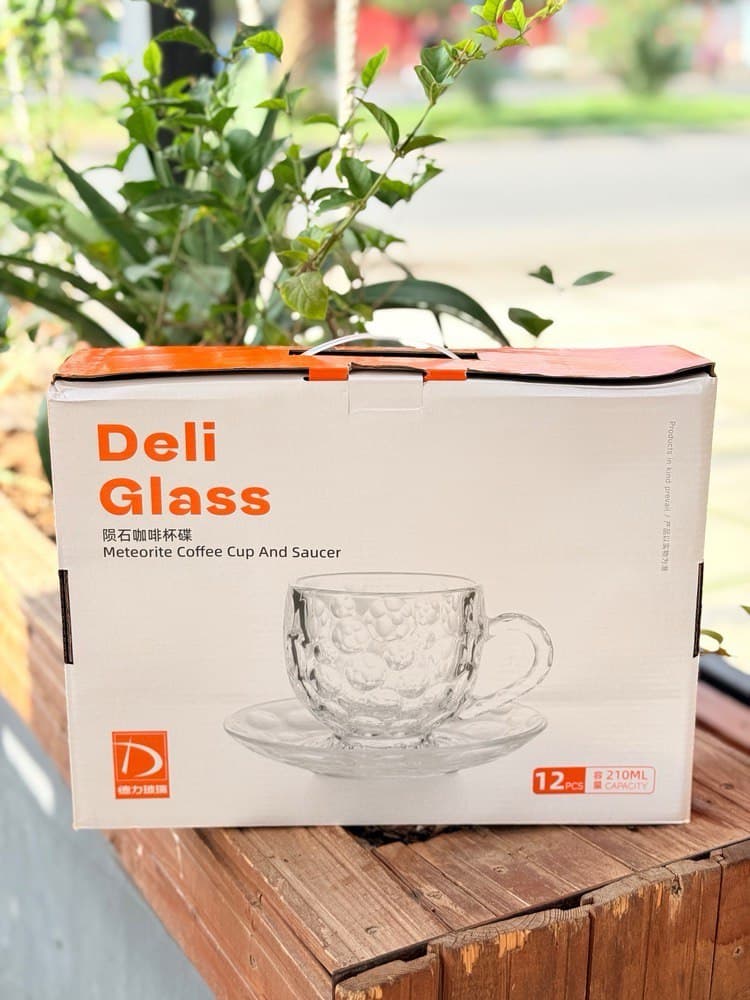 استکان نعلبکی مدل meteorite دلی گلس deli glass — تصویر ۵
