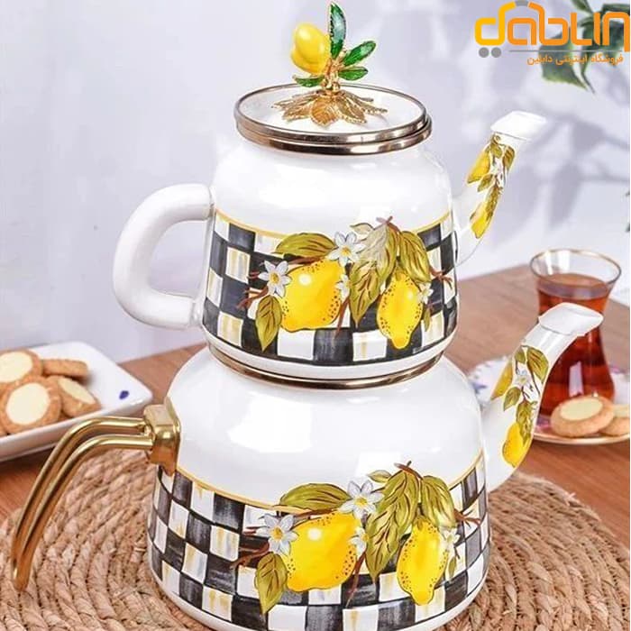 کتری و قوری لعابی میس بتی طرح لیمو