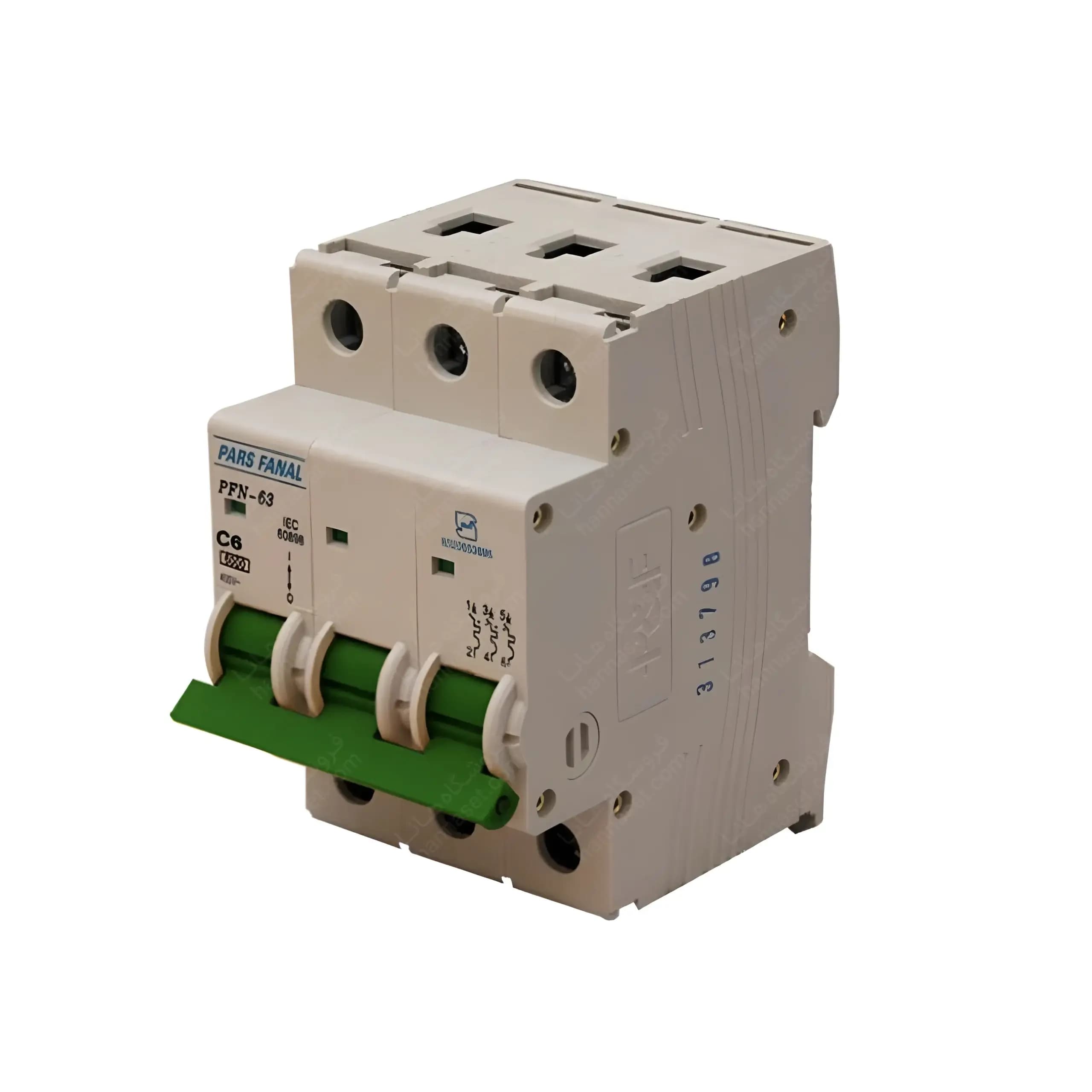 کلید مینیاتوری سه پل 6 آمپر 6 کیلو آمپر PFN-63-C6 پارس فانال