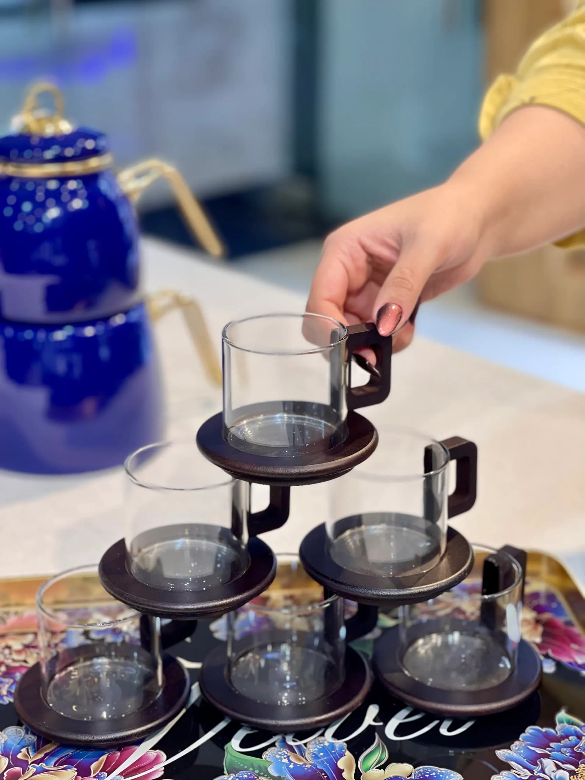 فنجان نعلبکی پیرکس زیره بامبو وارداتی — تصویر ۳