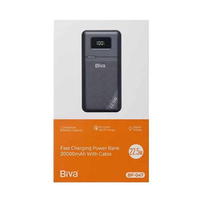 پاور بانک مشکی 20,000mAh بیوا مدل BP-047 توان 22.5 وات — تصویر ۶