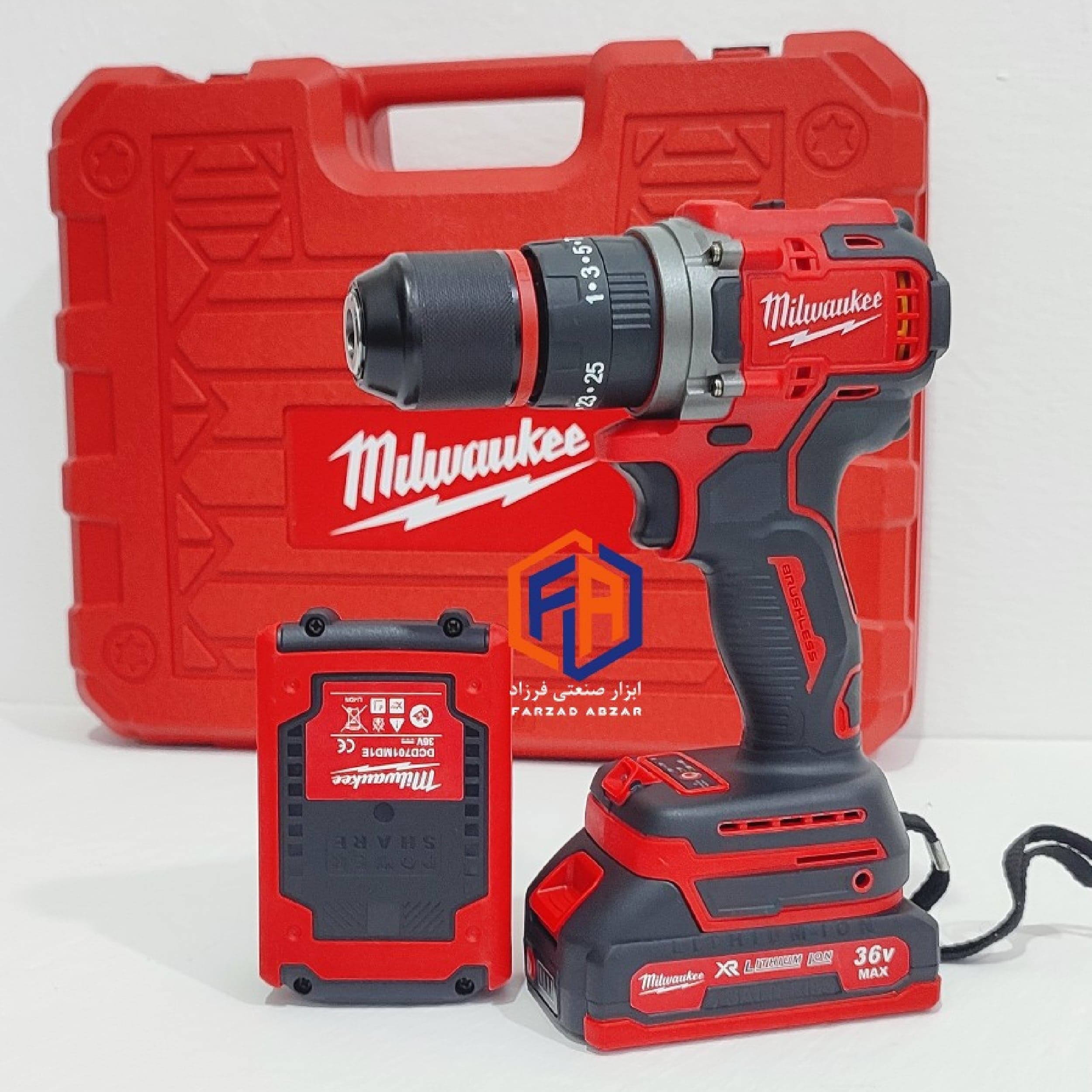 دریل شارژی 36 ولت میلواکی سه نظام فلزی پک کامل مدل Milwaukee 36V