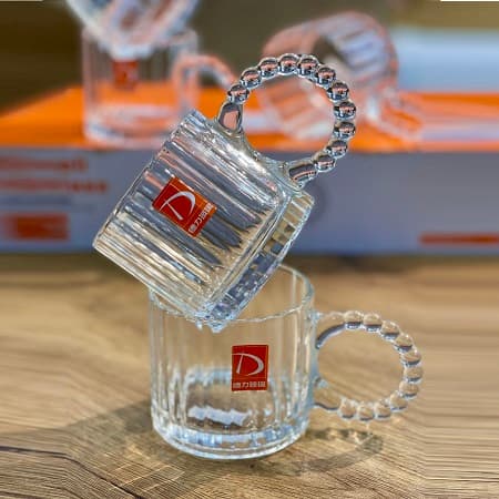 ماگ دسته حلقه ای خطی کریستالی وارداتی deli glass — تصویر ۴