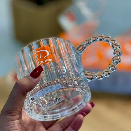 ماگ دسته حلقه ای خطی کریستالی وارداتی deli glass — تصویر ۲