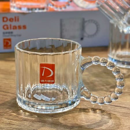 ماگ دسته حلقه ای خطی کریستالی وارداتی deli glass — تصویر ۵