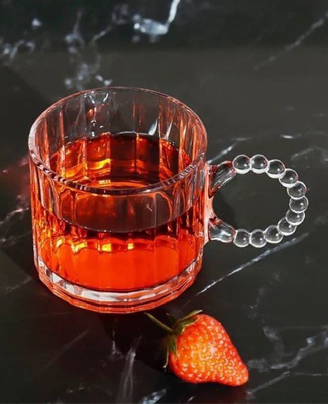 ماگ دسته حلقه ای خطی کریستالی وارداتی deli glass — تصویر ۳