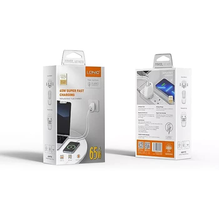 شارژر دیواری 65 وات الدینیو مدل A3511Q همراه با کابل — تصویر ۵