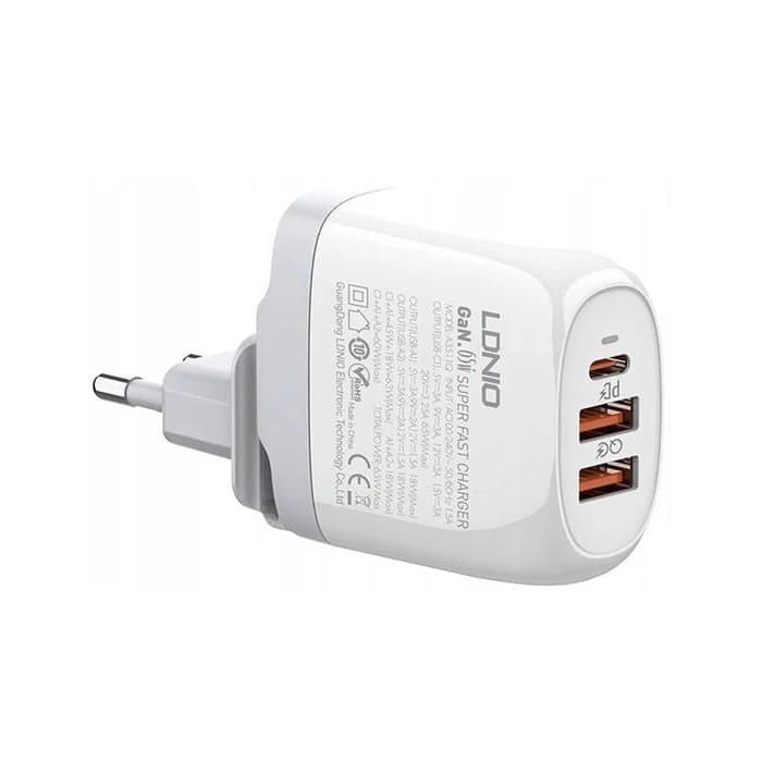 شارژر دیواری 65 وات الدینیو مدل A3511Q همراه با کابل — تصویر ۲