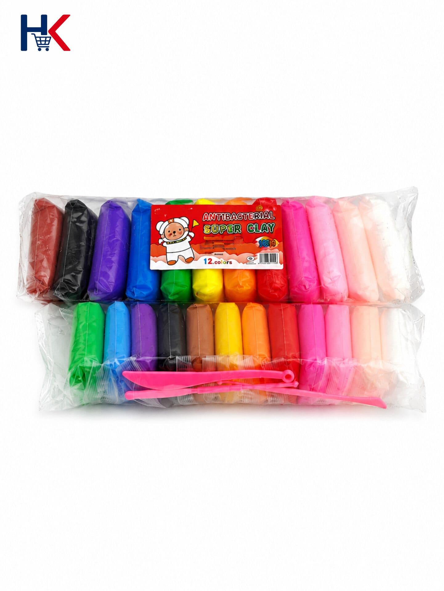 خمیر بازی 12 رنگ آنتی باکتریال Super Clay | همراه ابزار شکل‌دهی