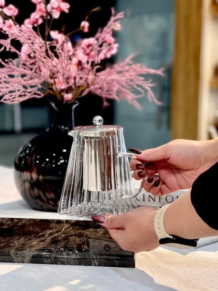 قوری پیرکس شیاردار چهار ضلعی وارداتی