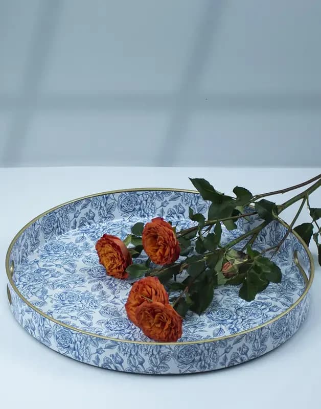 سینی پذیرایی و سرو قلم آبی جفتی وارداتی