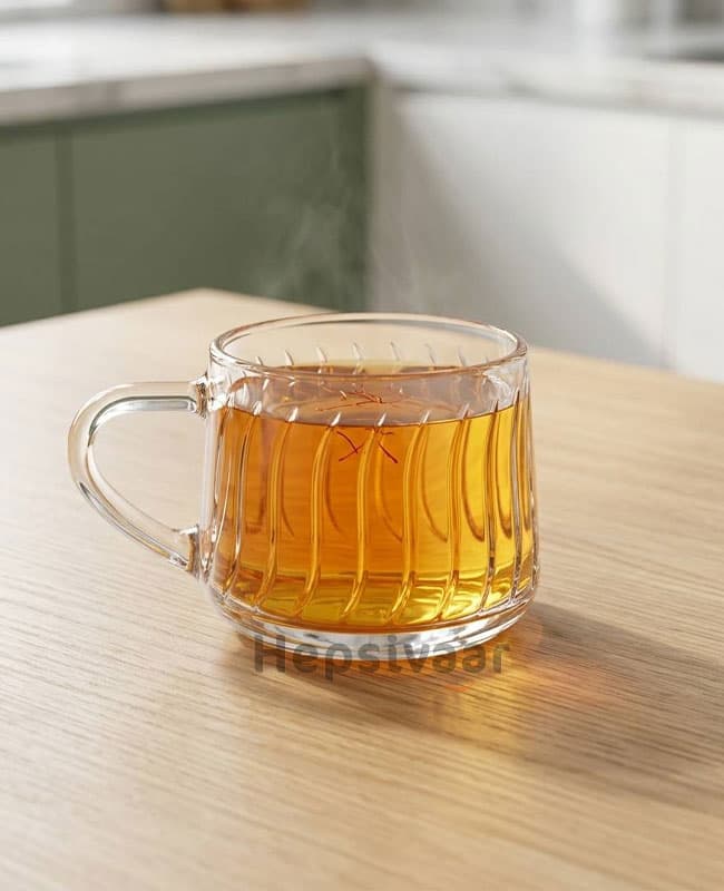 فنجان دسته دار طرح خط دار دلی گلس Deli Glass