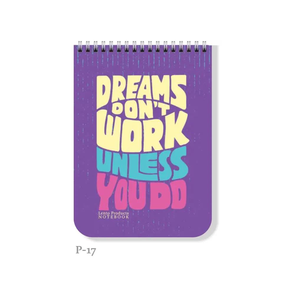 دفتر پاستیلی طرح Dreams Don’t work unless you do سایز A6