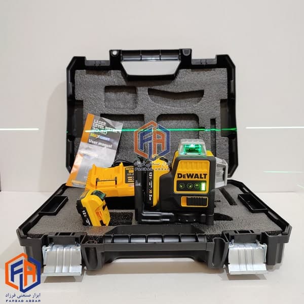 تراز لیزری نور سبز شارژی دیوالت جعبه بزرگ سه بعدی Dewalt Laser level 12v — تصویر ۴