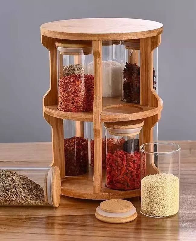 جا ادویه چرخشی 10 تایی پیرکس درب بامبو — تصویر ۶