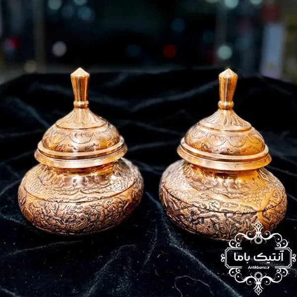 جفت شکلات خوری مسی قلم دست