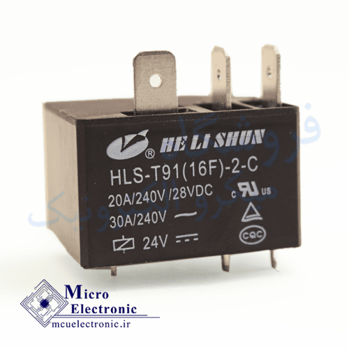 رله کولری NT90 هلی شان فیش خور 24 ولت 30 آمپر 5 پایه HLS-T91-16F-2-C75*1.2
