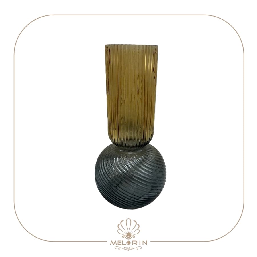 گلدان شیشه ای دودی طلایی
