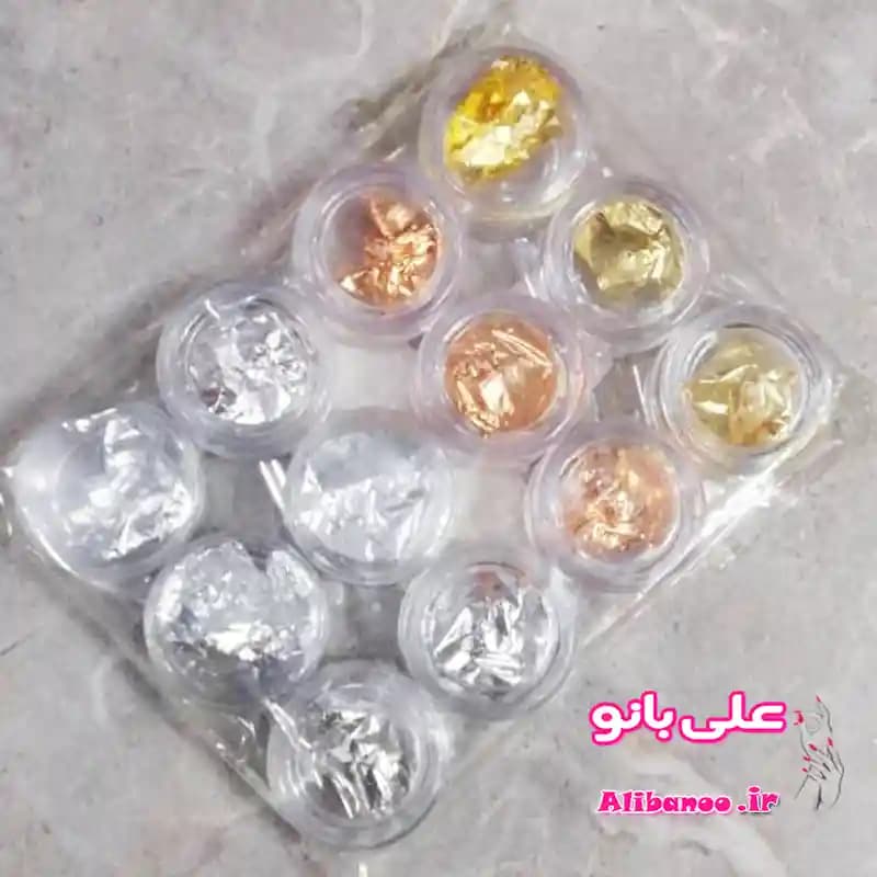 فویل ناخن میکس طلایی نقره ای مسی