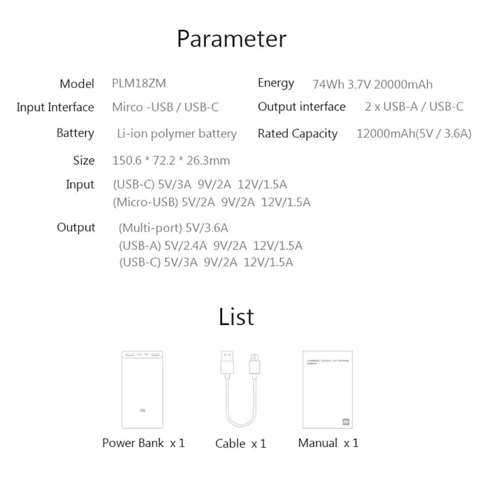 پاور بانک شیائومی 20000mAh مدل PLM18ZM — تصویر ۵