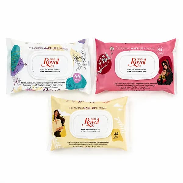 دستمال مرطوب آرایش پاک کن (درب دار) رویال (اصل)