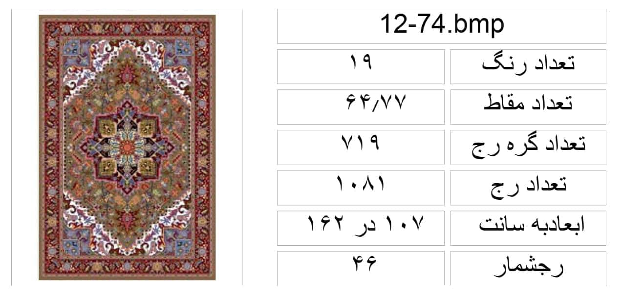 نقشه عددی قالی هریس،k12-74 — تصویر ۳