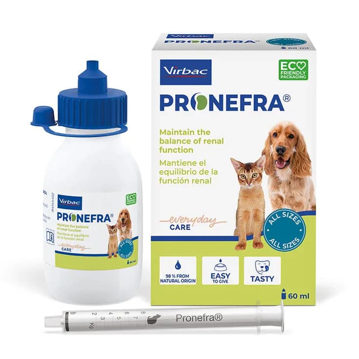 شربت پرونفرا (Pronefra) مکمل تخصصی کلیه سگ و گربه – حجم ۱۸۰ میلی‌لیتر (Virbac)