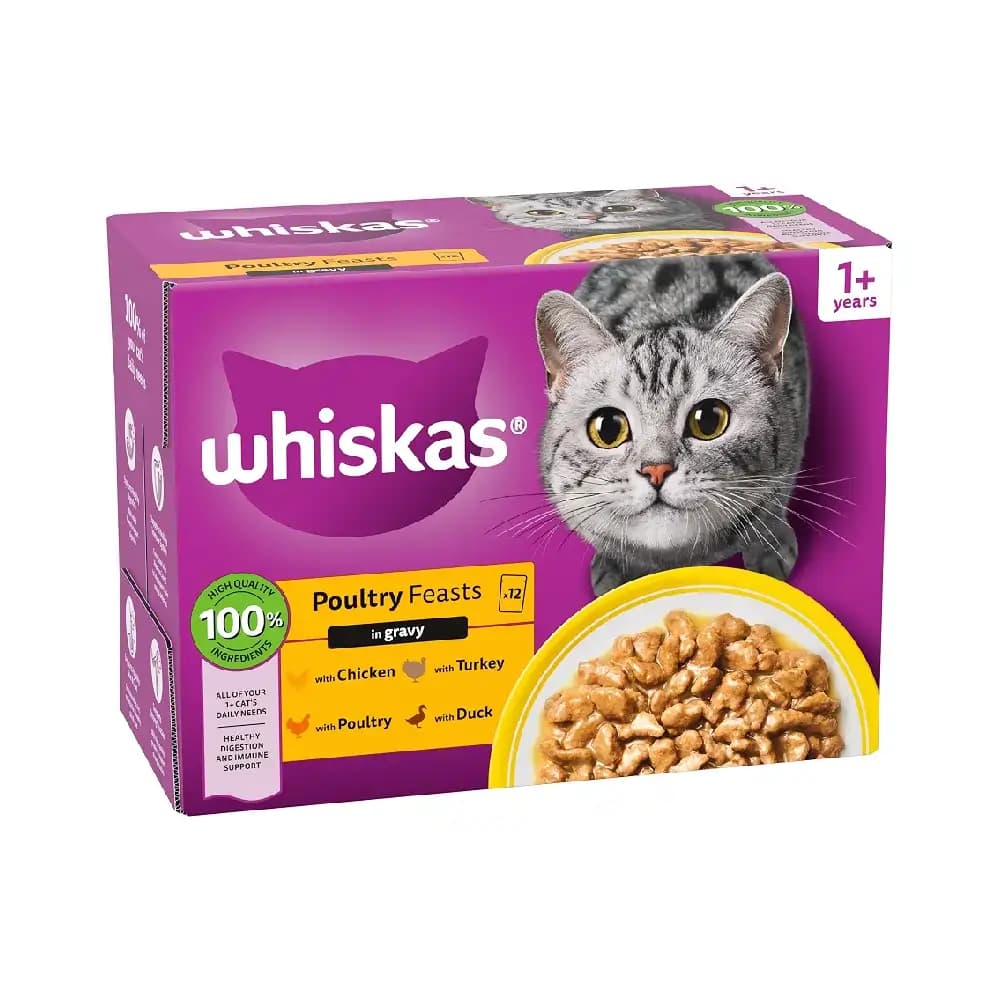 پوچ گربه ویسکاس (Whiskas) مدل خورشت پرندگان در سس