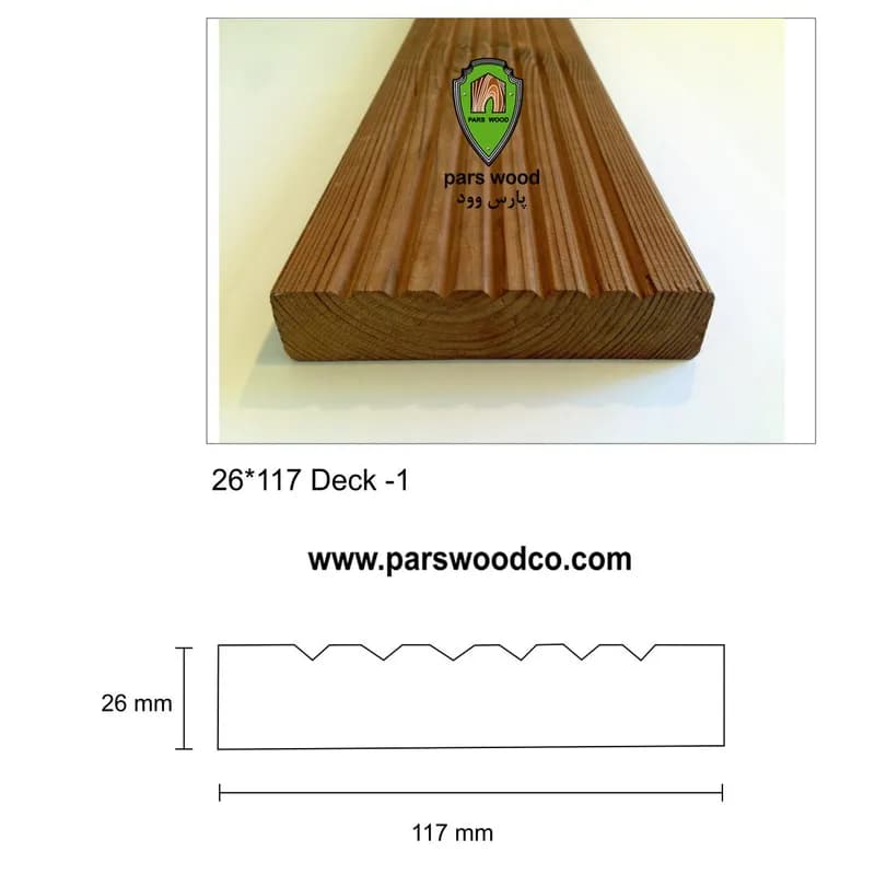 چوب ترموود 117×26 میلی متر Deck-1 شاخه 3 متری