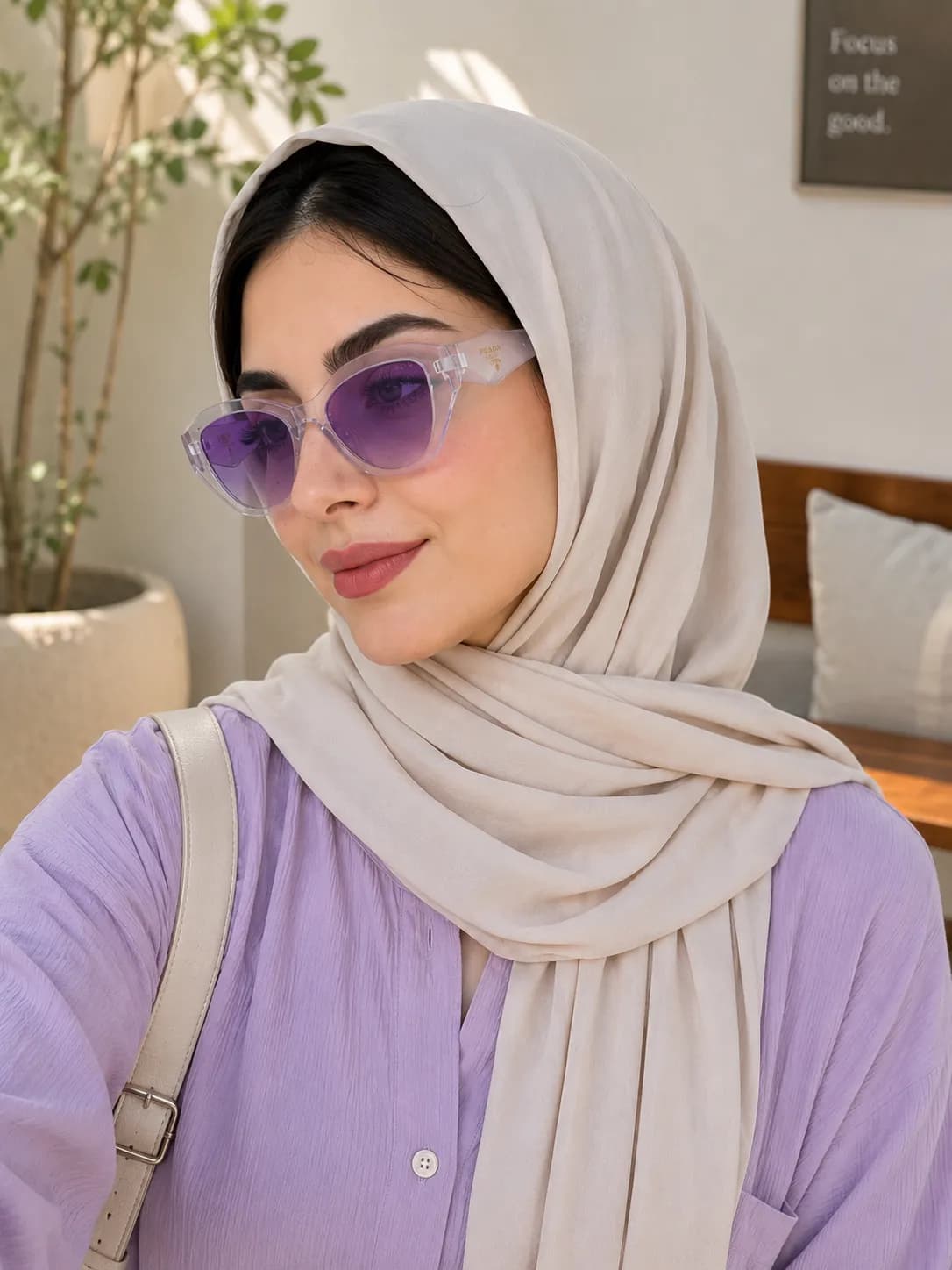 عینک آفتابی زنانه برند Prada فریم کائوچو بی رنگ یووی 400 — تصویر ۴