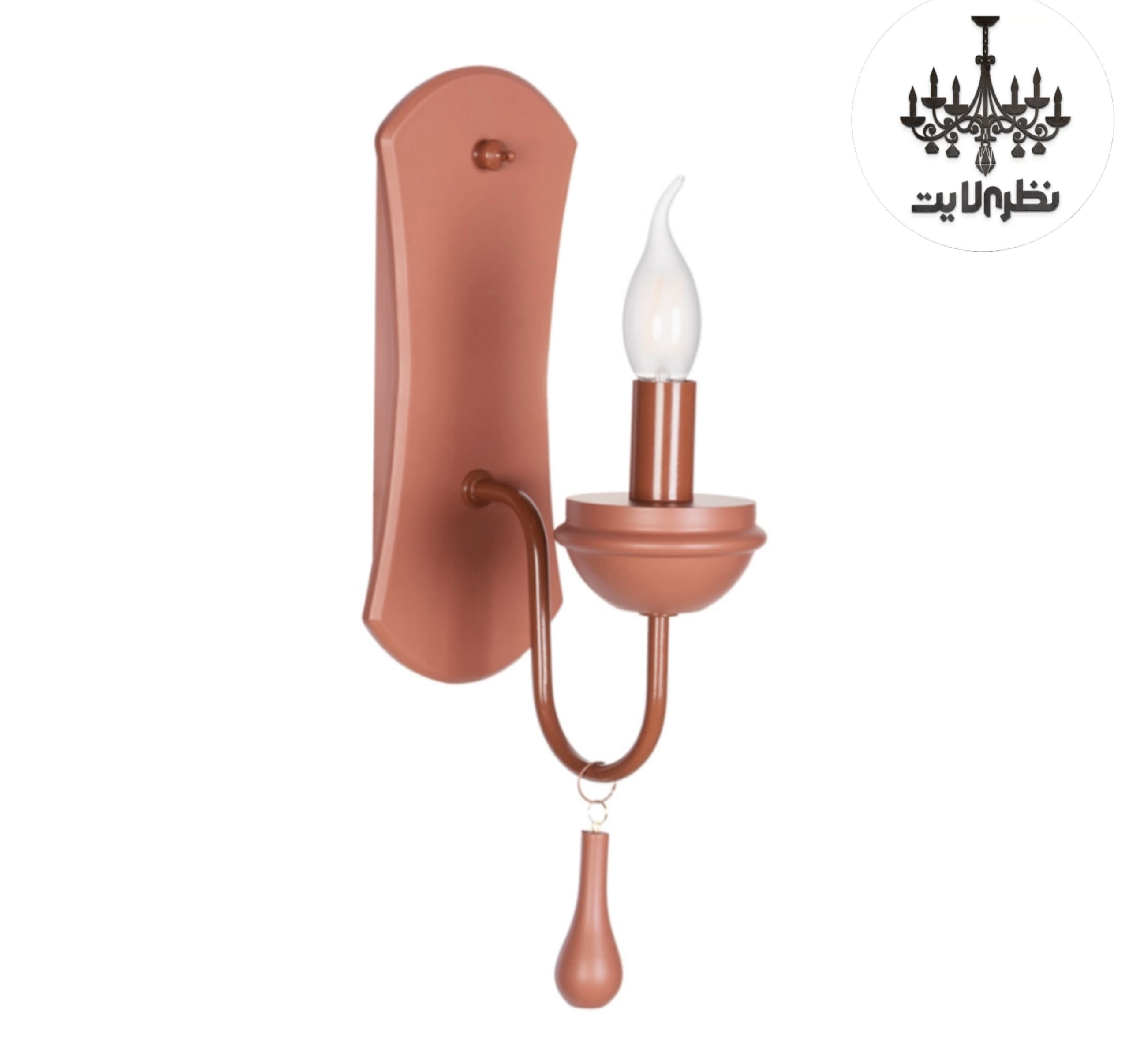 چراغ دیواری چوبی تک شعله آجری روشن