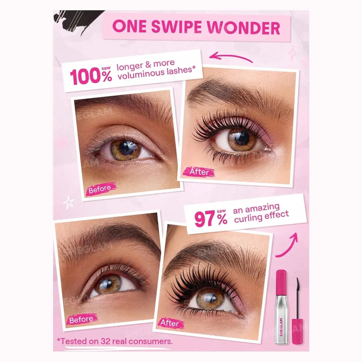 ریمل حجم دهنده و بلند کننده شیگلم مدل Lashlighter Up and Out — تصویر ۴