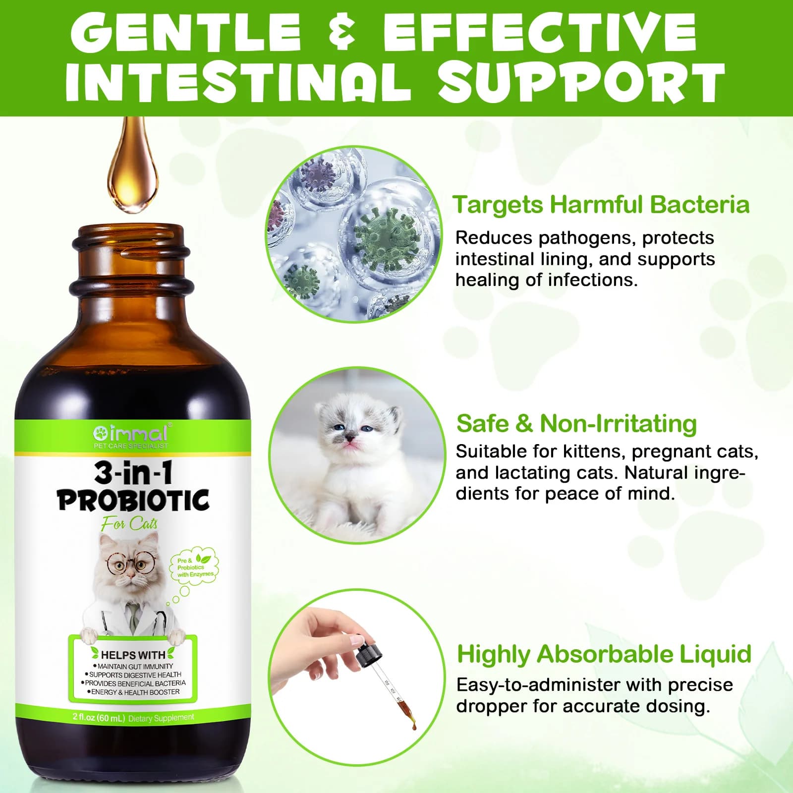 قطره 3 در1 پروبیوتیک گربه اویمال _ Oimmal cat milk 3in1 probiotic — تصویر ۵