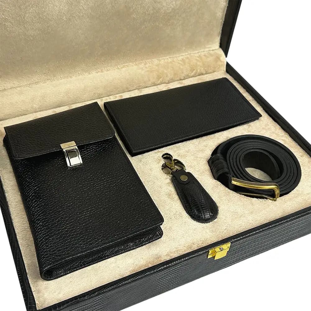 پک هدیه چرم طبیعی مردانه چهار تکه همادیس کد PD406 — تصویر ۴