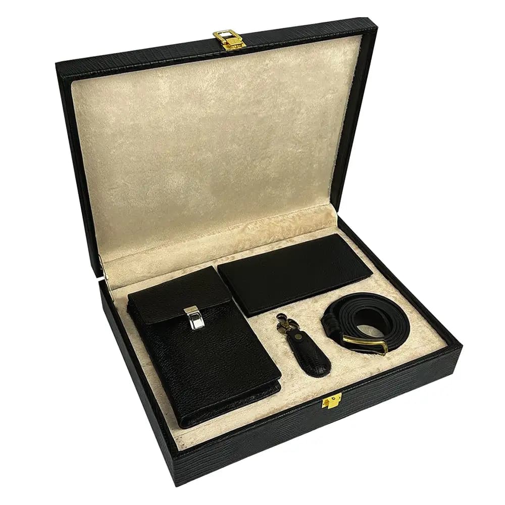 پک هدیه چرم طبیعی مردانه چهار تکه همادیس کد PD406