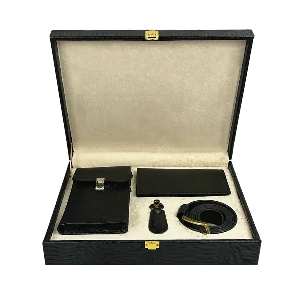 پک هدیه چرم طبیعی مردانه چهار تکه همادیس کد PD406 — تصویر ۳
