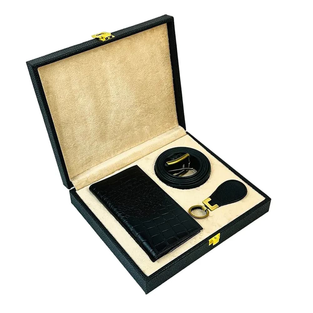 پک هدیه چرم طبیعی مردانه سه تکه همادیس کد PD405